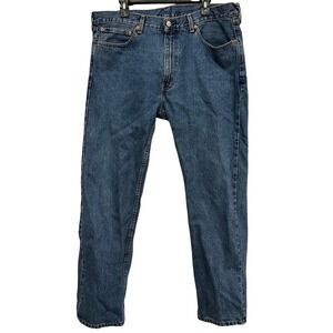 Levis 505 Regular Fit Straight Leg Blue Jeans Mens 38x32 Medium Wash Denim